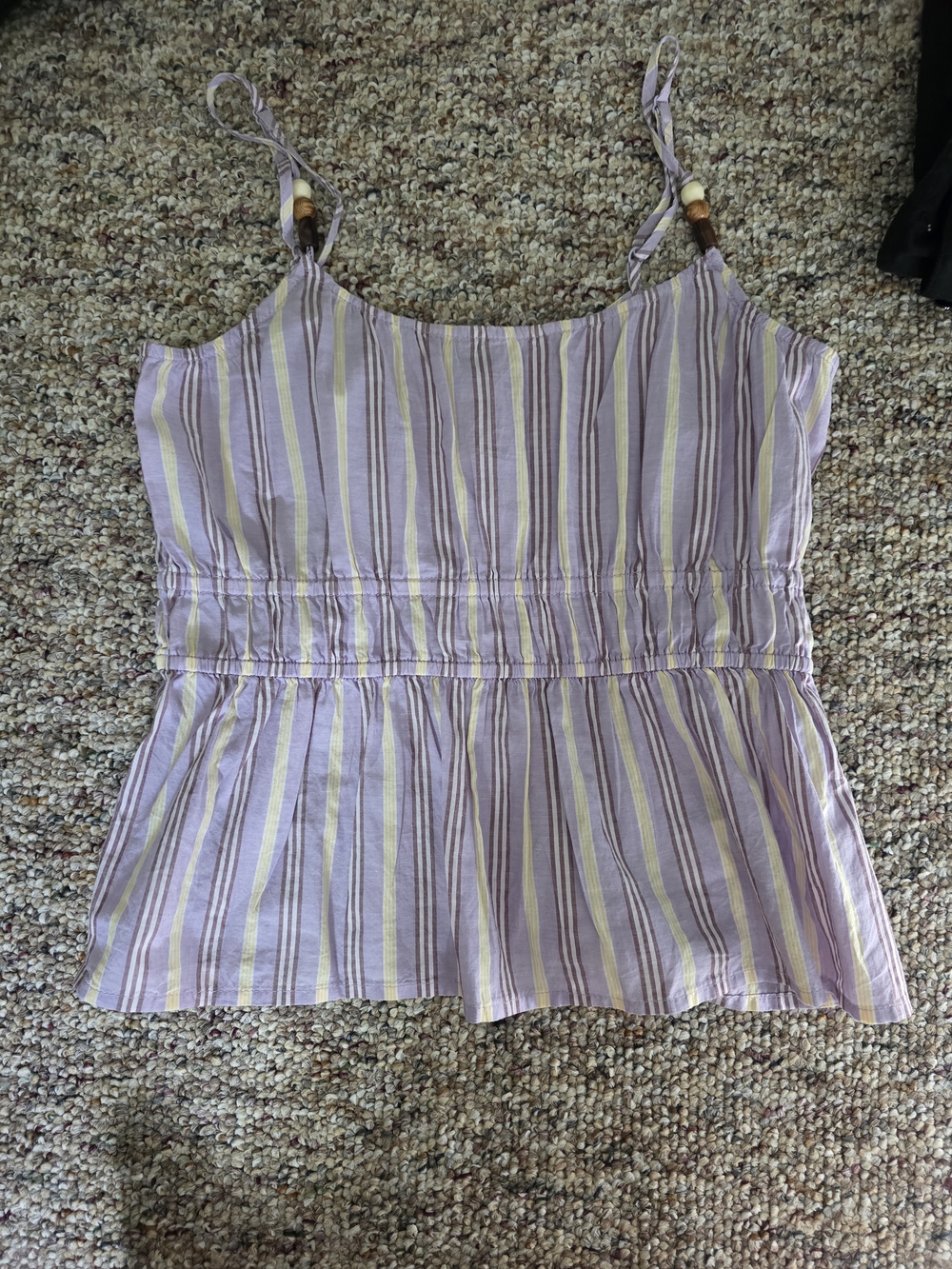 Women's Lavender Stripe Sleeveless Peplum Top